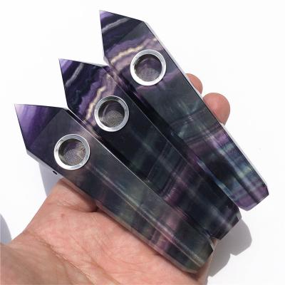 China Europe Tobacco Pipes Point Fluorite Wholesale Natural Crystal Smoking Crystal Quartz Pipes Crystal Smoking Weed Pipe for sale