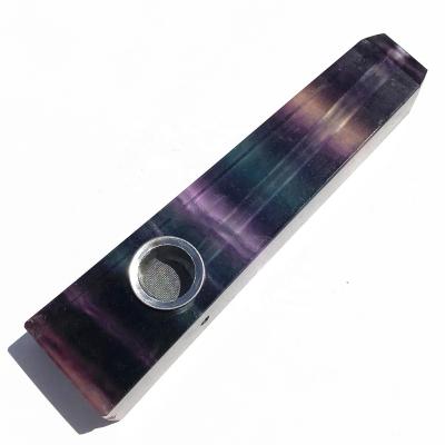 China Europe Wholesale Tobacco Pipes Crystal Pipes Smoking Healing Natural Fluorite Crystal Smoking Pipes for sale