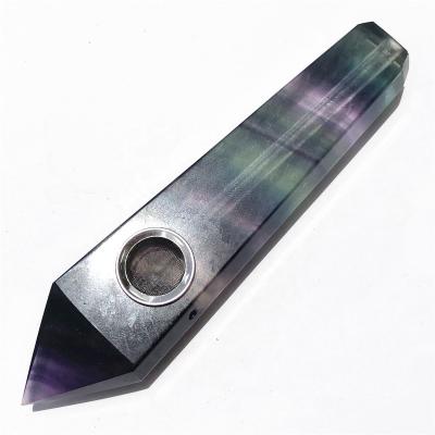 China Europe Wholesale Tobacco Pipes Crystal Pipes Smoking Healing Natural Fluorite Crystal Smoking Pipes for sale