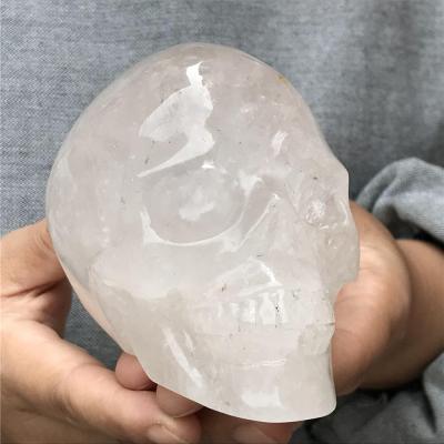 China Wholesale Europe Quartz Skulls Natural Rock Crystal Semi Precious Stone Hand Carved Crystal Statues for sale