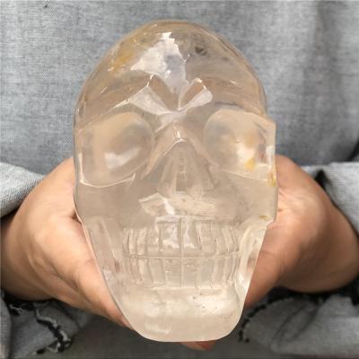 China Wholesale Europe Quartz Skulls Natural Rock Crystal Semi Precious Stone Hand Carved Crystal Statues for sale