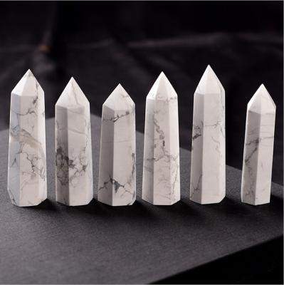 China Europe Wholesale Natural Crystal Rough Stone Howlite Carving Wand Healing Crystal Tower for sale