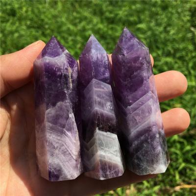 China Europe Wholesale Natural Amethyst Quartz Crystal Rough Stone Carving Magic Wand Healing Crystal Tower for sale