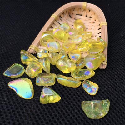 China Europe Wholesale Angel Aura Quartz Crystal Tumbled Stones Titanium Coated Crystal Tumbled Gravel for sale