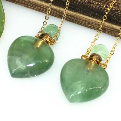 China Europe 2021 Hot Selling Irregular Mini Essential Oil Perfume Bottle Pendant Gemstone Necklaces Mysterious Crystal Diffuser Necklace for sale