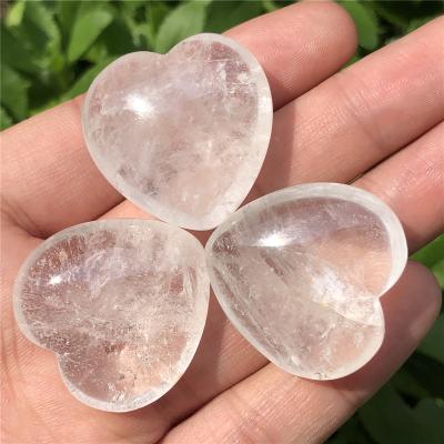 China Wholesale Europe Crystal Heart Reiki Clear Quartz Heart Stone For Chakra Energy Healing Stone Massage for sale