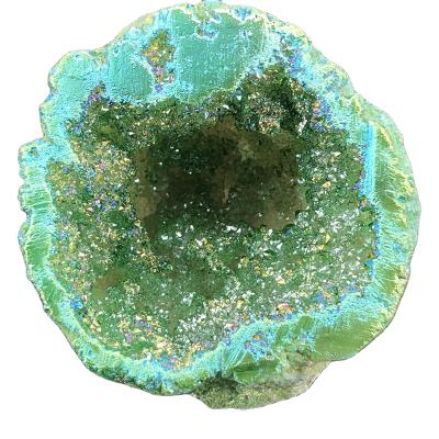 China Europe Aura Agate Geode Geode Healing Crystal High Quality Green Quartz For Home Decoration for sale