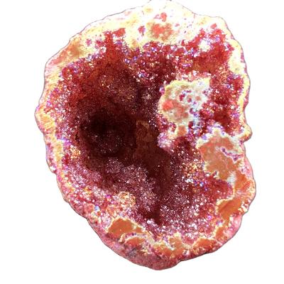 China Europe Hot Sale Pink Aura Agate Geode Healing Crystal Geodes Quartz For Home Decoration for sale