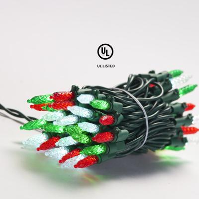 China Mini Christmas Lights Set of 100 Clear LED M5 Mini Faceted String Lights - green wire for sale