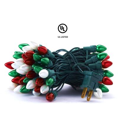 China Mini Holiday Lights 17.6ft 50CT Led String Lights With Glass C3 Bulbs Outdoor Christmas Lights for sale