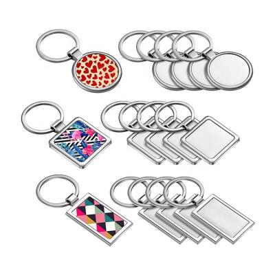 China Portable Zinc Alloy Sublimation Metal Heart Round Love Square Glitter Double Key Chain Blank for sale