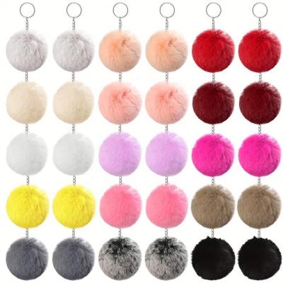 China Daily Fashion Pom Pom Fur Keychain Wholesale Girls Gifts Colorful Pompom Keychains For Bags Pendant for sale