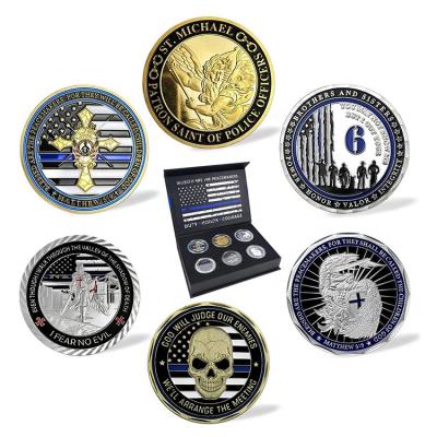 China Cheap Blue Line No Minimum Custom Europe USA Military Challenge Coins for sale