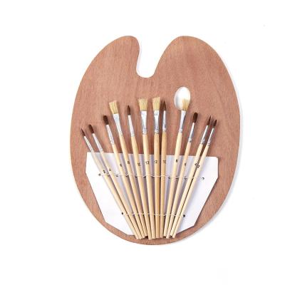 China Watercolor Xin Bowen Oil Painting Brush Set Pig Hair Horse Hair Wooden Water Chalk Set 12 Brushes Combo for sale