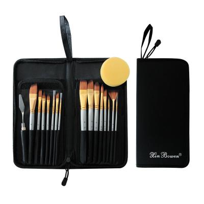 China Artist Paint Brushes Wholesale 17Pcs/Set Watercolor Xinbowen Factory Quality Oil Painting Artist Brushes Set With Canvas Bag for sale