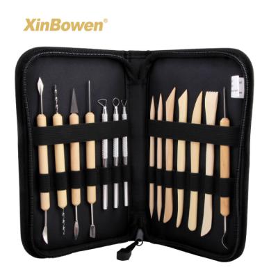 China Painting Pottery Clay Sculpting Tool Sets Professional Art Crafts Wooden Handle Modeling Clay Tool 14 PCs Sculpting Ceramic Kit for sale