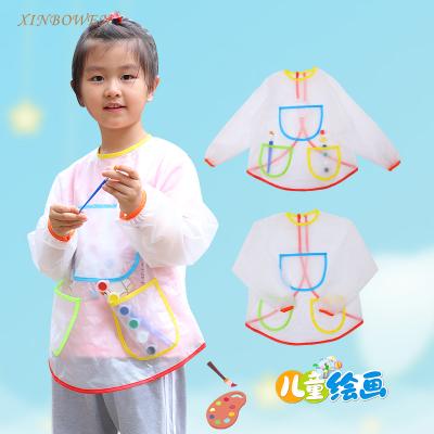 China Hot Selling Xinbowen Amazone Polyester PEVA Hot Selling Artist Painting Clothing Kids Sleeved Apron for sale