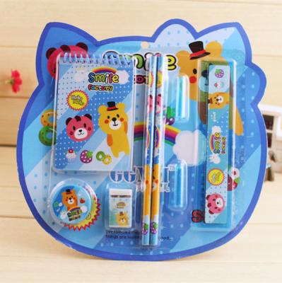 China Portable Children's Pencil Stationery Set Cartoon School Supplies Elementary School Gifts Creative 8 Piece Set for sale