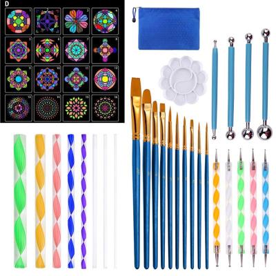 China 2021 Hot Selling 30 Pcs Amazon Painting Art Supplies Tools Mandala Dotting Tools Pen Set For Rock Canvas Painting for sale