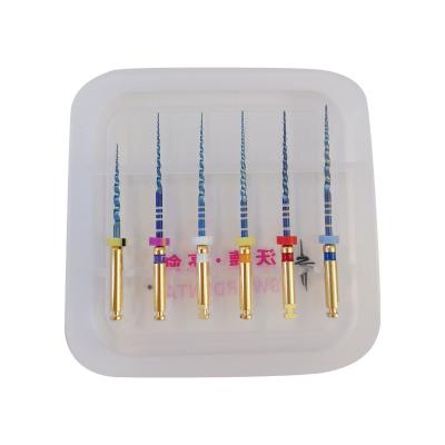 China Sector Dental Heat Activated Niti Blue Gold Dental Instruments CE Approved Super Rotary Files For Endodontic Motor for sale