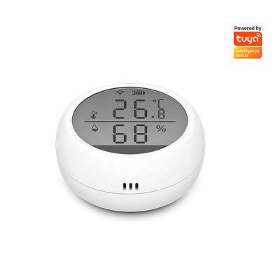 China Tuya smart home healthy wifi hot sale family care lcd display WFI temperature and humidity detector with alarm warning self-defense for sale