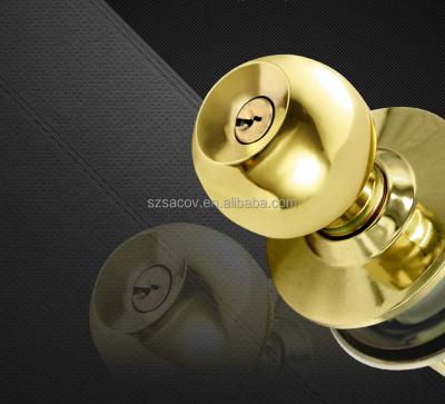 China Cheapest Cylindrical Round Door Lock Gold Stainless Steel Entry Locked Stainless Steel Knob Knob Lock For Home Wooden Door Lock for sale