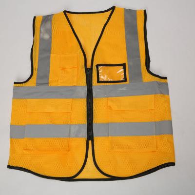 China Perfect Yellow Multi Reflective Vest Environmental Hygiene V-Neck Pocket Site Safety Construction Worker Worker Uniform for sale