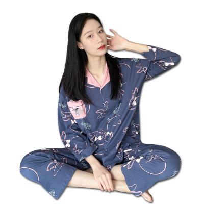 China Custom Women Pajamas Sleepwear Women Pajamas V Neckline Long Sleeve Breathable Loose Comfortable Nightgowns Loungewear for sale