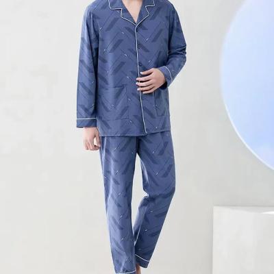 China Breathable long sleeve organic cotton pajamas for men pajamas home use pajamas loungewear pajamas for men cotton for sale