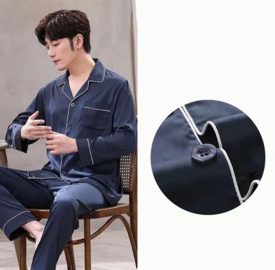 China Soft men's pajama pants summer sleepwear set silk satin nightwear casual wear custom men's sleepwear elastic waist men's pajamas for sale