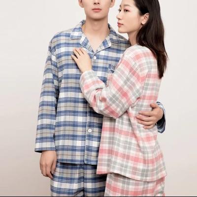 China OEM Breathable Custom Pajamas Hotel Bathrobe Pajamas Logo Sleepwear Plaid Pajama Robes For Women Set Sleepwear Women for sale