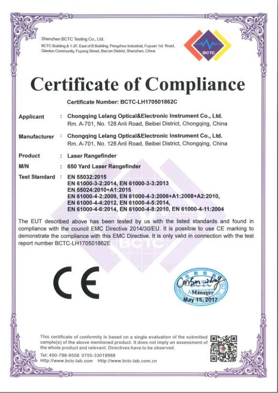 CE - Chongqing Lelang Optical & Electronic Instrument Co., Ltd.