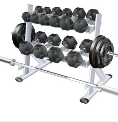 China New Durable OEM Double Layer Gym Dumbbell Rack Two Layers Dumbbell Rack China Barbell Dumbbell Storage Rack for sale