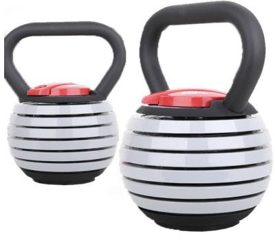 China Custom Logo Fitness Training Home Smart Wholesale 20LB/40LB Durable Handle Weight Adjustable Cast Iron Kettlebell With Dish for sale