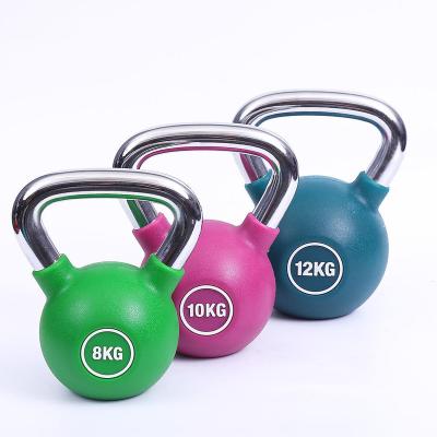 China Wholesale Durable PU Coated Chrome Kettlebell Handle Colorful Weightlifting Kettlebell for sale