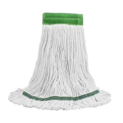 China Durable Industrial Loop End Quick-Drying Rayon Wet Mop Head Fill White With Tail Band Cotton Mop Head for sale