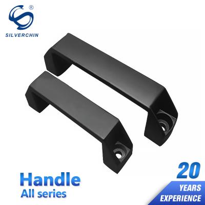 China Matte black sliding aluminum door barn door handle black plastic handles for T solt and U solt aluminum profiles for sale