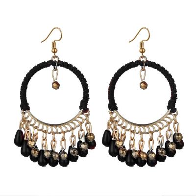 China BOHEMIA Bohemian painting vintage luster alloy+plastic tassel drop earrings for women jewelry for sale