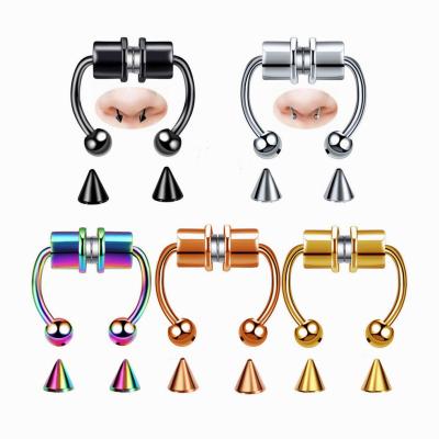 China Fashion TRENDY Horseshoe EJ-Life Faker Stainless Steel Septum Magnetic Nonporous Nose Ring For Women Men for sale