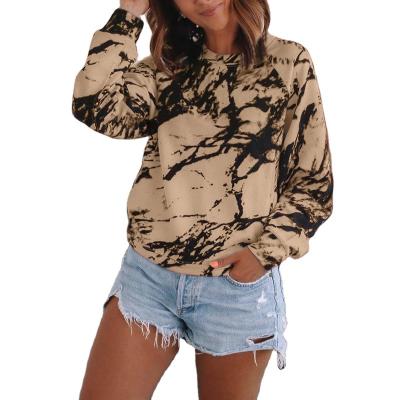 China Wholesale High Quality Autumn And Winter China Factory Women's Casual Loose Top Anti-Wrinkle Tie-Dye Print T-shirt Women's Long Sleeve for sale