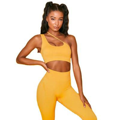 China Factory price high quality cheap breathable sexy seamless yoga ladies yoga bra cuffs set two piece set for sale