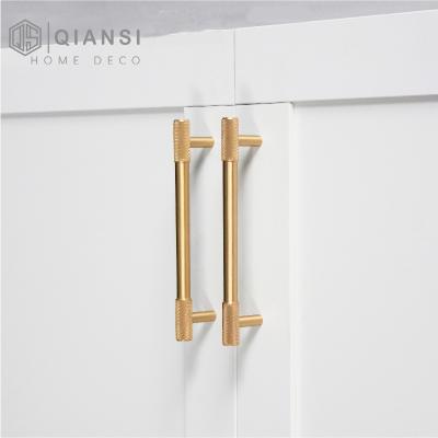 China Qiansi HK0055 Furniture Cabinet Handles Metal Brass Mesh Knurled Kitchen Door Handle Drawer Knobs and Handles for sale