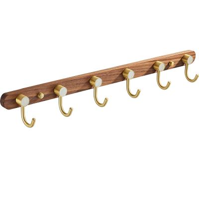 China Black Walnut Wood Hook Wall Hanging Clothes Bathroom Free Punching Hanger Bedroom Hooks for sale