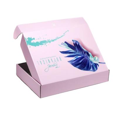 China Recyclable Customized Corrugated Logo Pink Packaging Folding Box Apparel Shipping Boxes Mailer Boxes With Logo for sale