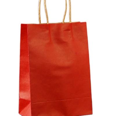 China Recyclable Custom Printing Takeout Food Packaging Twisted Brown Kraft Paper Takeaway Carrier Bag With Handles for sale