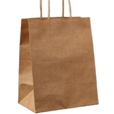 China Recyclable Custom Restaurant Take Away Brown Paper Bag Kraft Paper Delivery Carry Bags For Food Packaging for sale