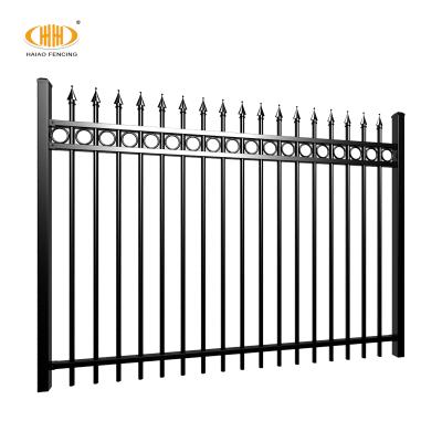 China Easily Assembled Galvanized Powder Coated Black Commercial Steel Barrier Iron Fence Panels for sale