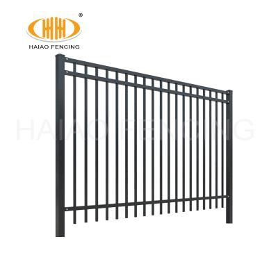 China Easily Assembled Haiao Fencing Flat Surface Fence Powder Coated Iron Tubular Steel Fence Panels for sale