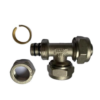 China Pex China ISO 9000 20mm Brass Compression Fittings Equal Highest Quality Tee To Plumb Materials for sale