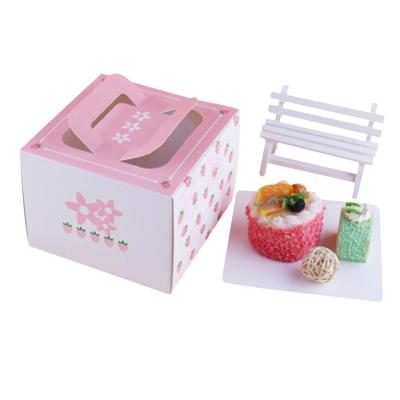 China Handmade wholesale high quality colorful paper cake box, custom cake packaging with handle for sale